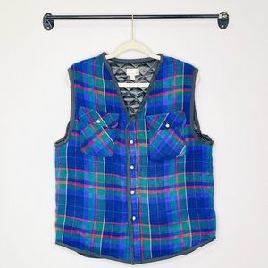 Urban Outfitters Urban Renewal Plaid quilted Button Vest Large